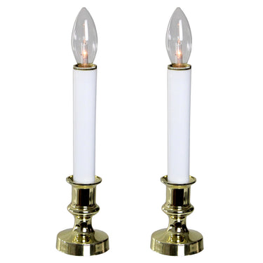 Set of 2 White and Gold Christmas Candle Lamps 9